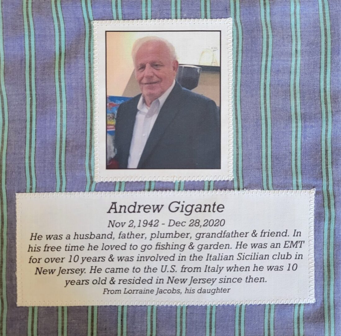 IN MEMORY OF ANDREW GIGANTE - NOVEMBER 2, 1942 - DECEMBER 28, 2020