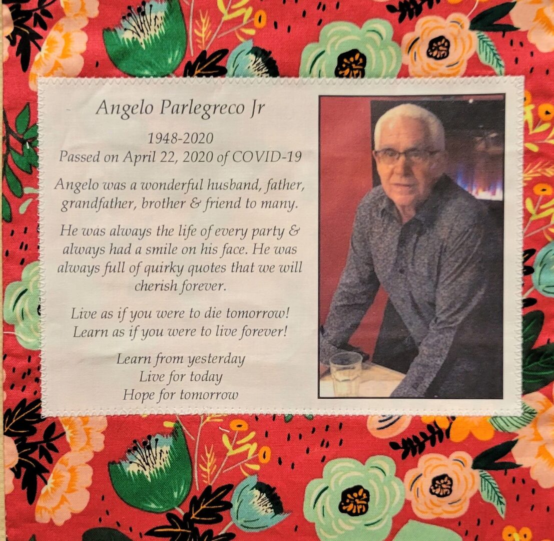 IN MEMORY OF ANGELO PARLEGRECO, JR - 1948 - 2020