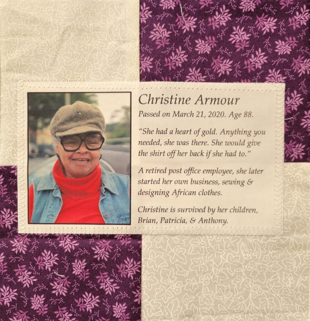 IN MEMORY OF CHRISTINE ARMOUR - MARCH 21, 2020