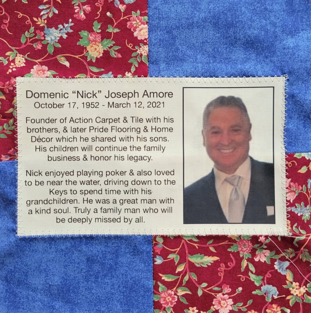 IN MEMORY OF DOMENIC AMORE - OCTOBER 17, 1952 - MARCH 12, 2021