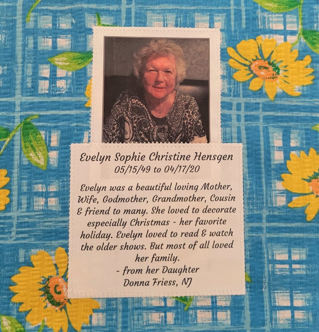 IN MEMORY OF EVELYN SOPHIE CHRISTINE HENSGEN - 05/15/49 - 04/17/20