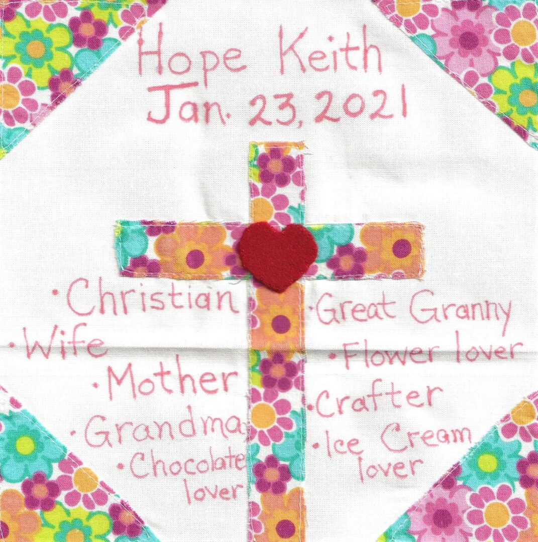 IN MEMORY OF HOPE KEITH - JAN 23, 2021
