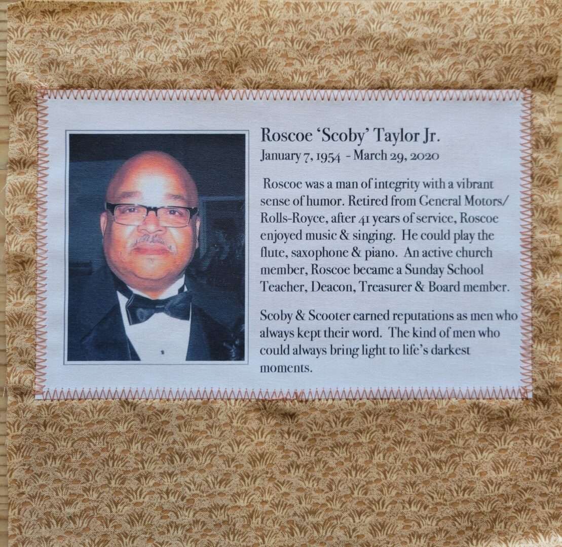 IN MEMORY OF ROSCOE 'SCOBY' TAYLOR, JR - JAN 7, 1954 - MARCH 29, 2020