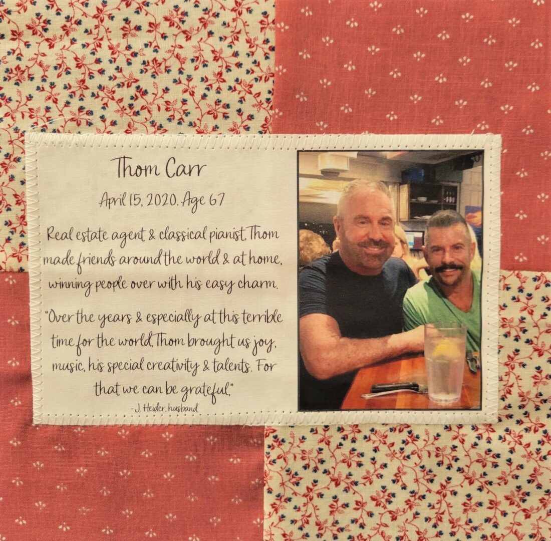 IN MEMORY OF THOM CARR (LEFT) - APRIL 15, 2020